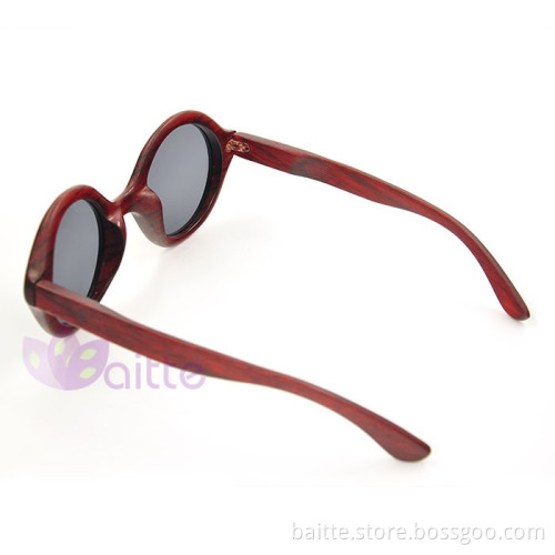 Unisex round and smal sunglasses wooden eyeglasses